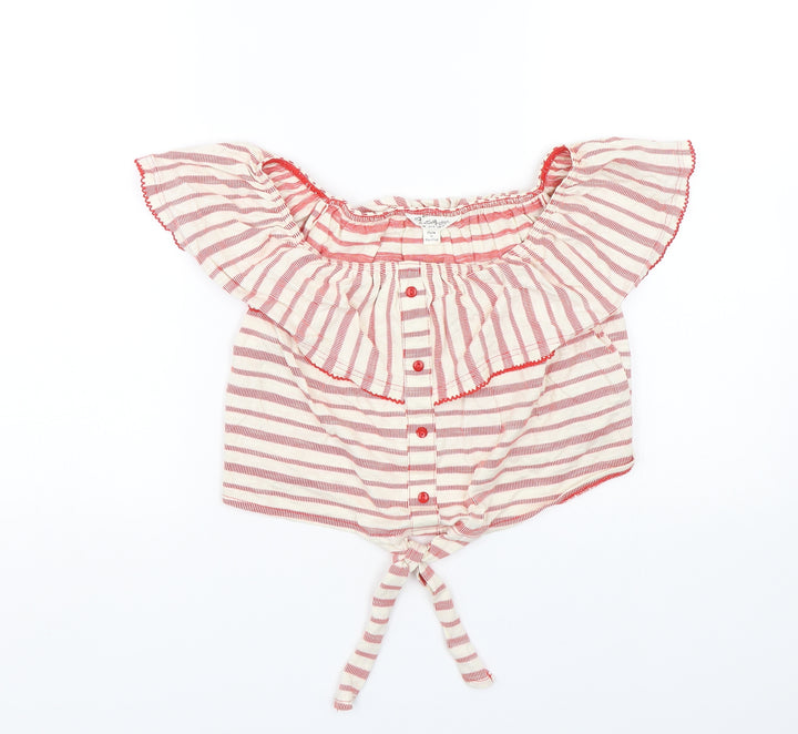 Miss Selfridge Womens Red Striped Basic T-Shirt Size 10