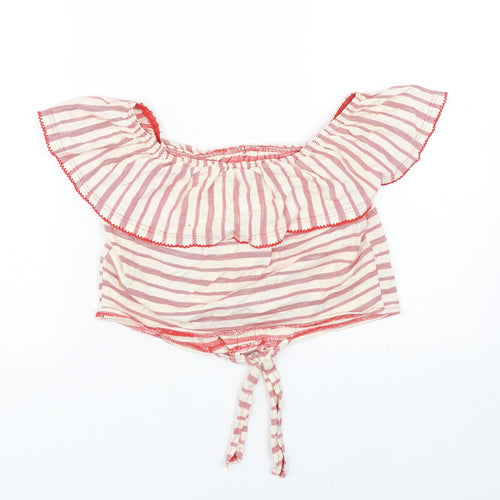 Miss Selfridge Womens Red Striped  Basic T-Shirt Size 10