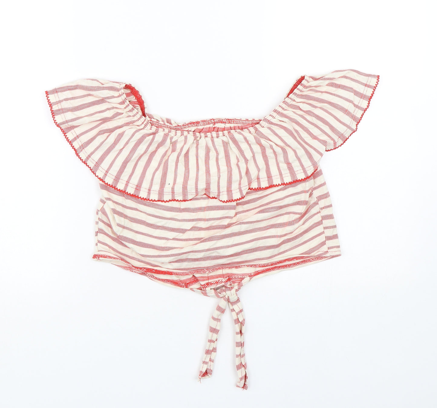 Miss Selfridge Womens Red Striped  Basic T-Shirt Size 10