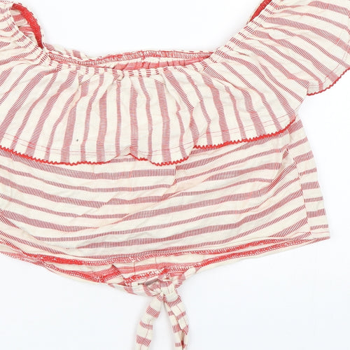 Miss Selfridge Womens Red Striped  Basic T-Shirt Size 10