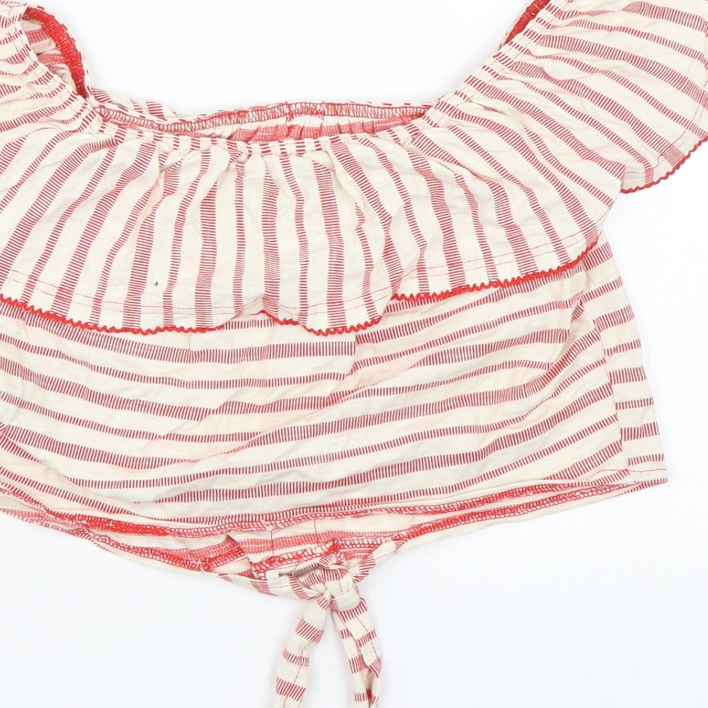 Miss Selfridge Womens Red Striped  Basic T-Shirt Size 10