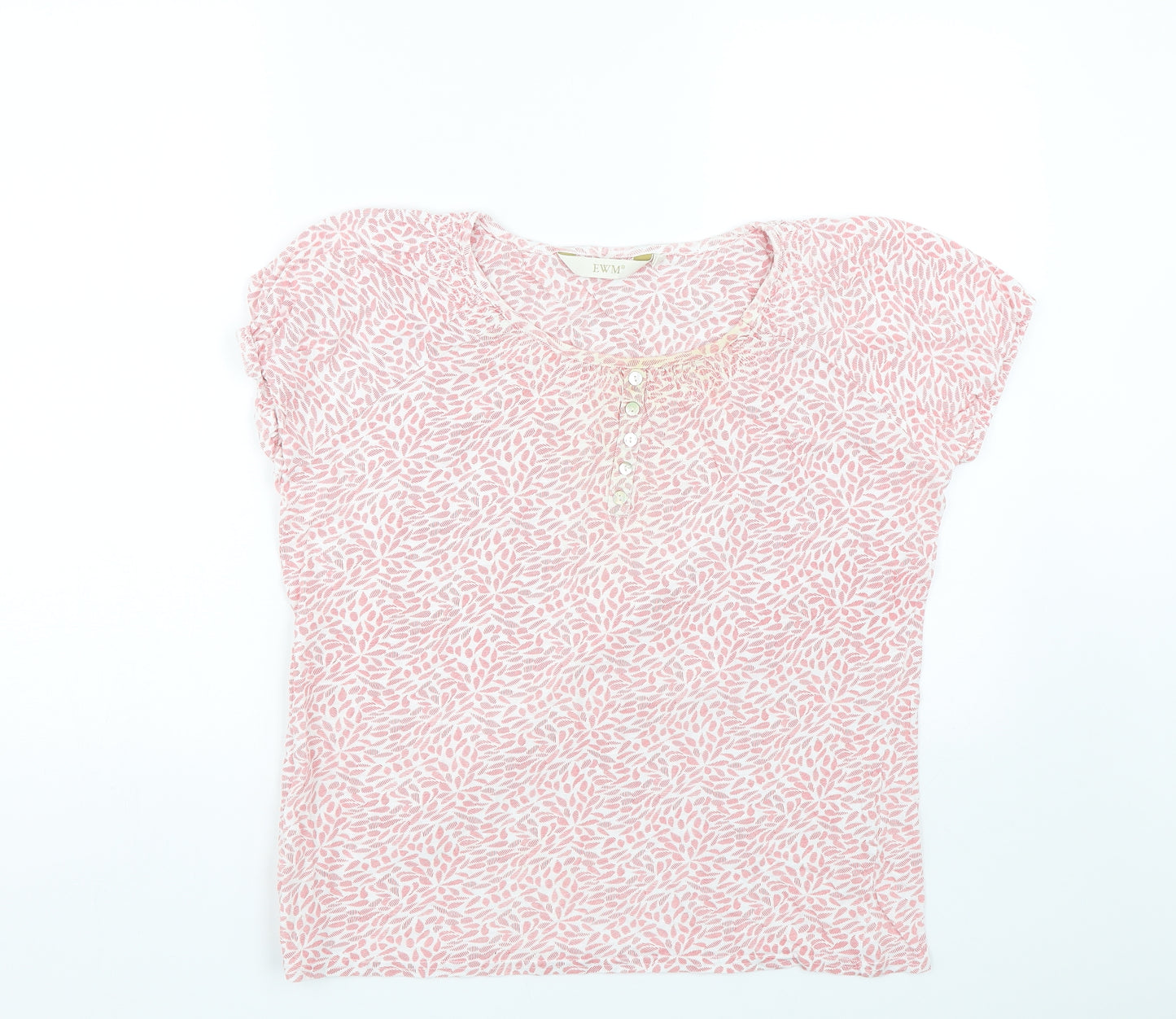 EWM Womens Red Floral  Basic T-Shirt Size M