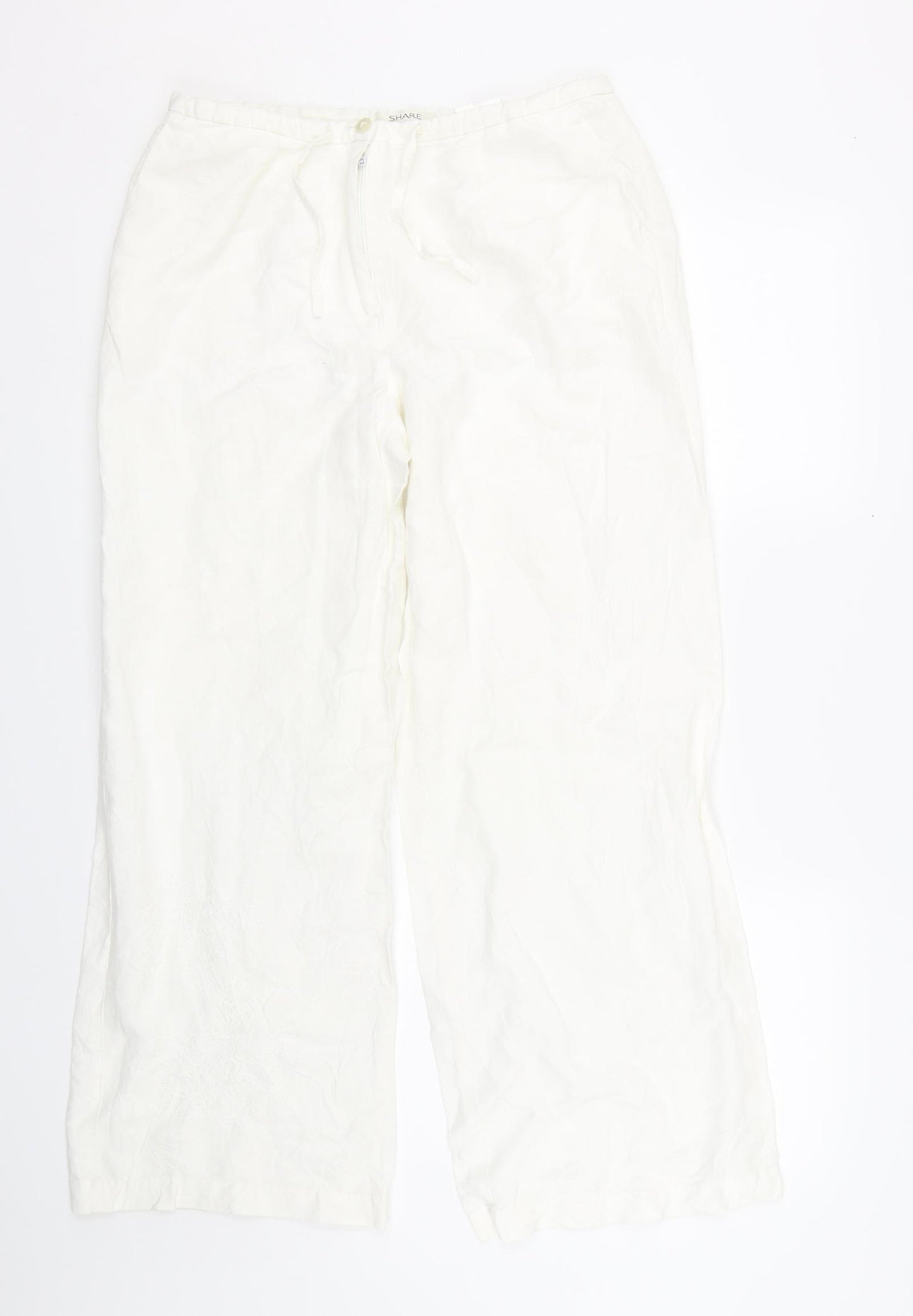 Share Womens White Floral  Trousers  Size 12 L27 in