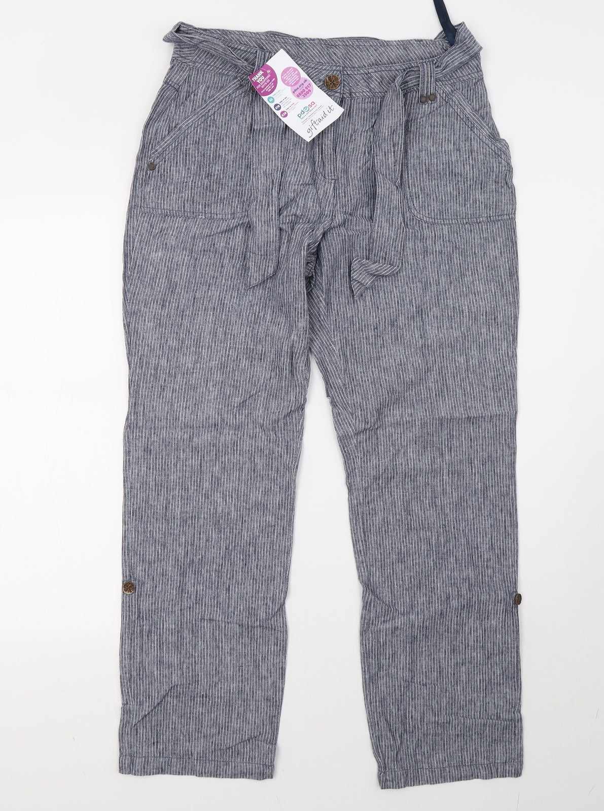 BHS Womens Blue Striped  Trousers  Size 12 L30 in