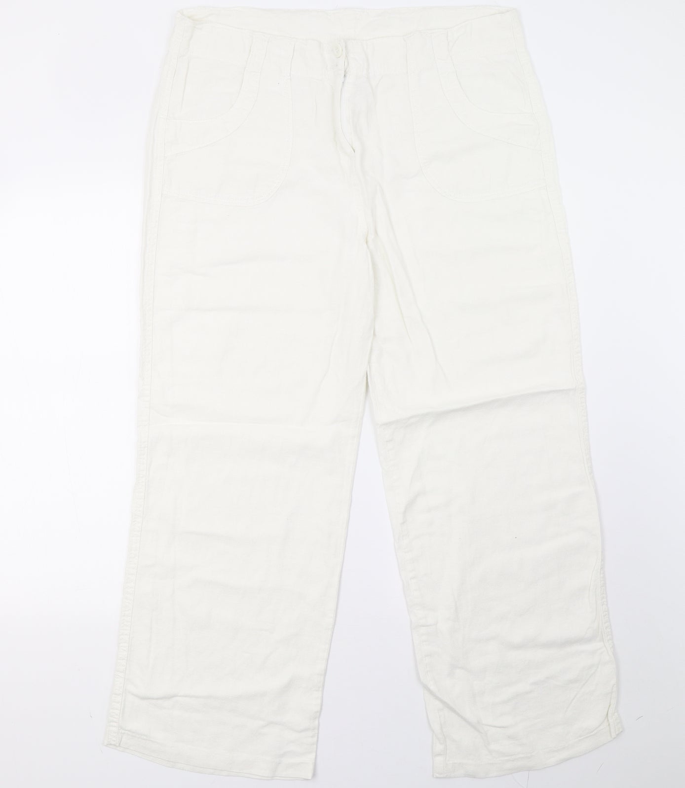 Preworn Womens White   Trousers  Size 16 L32 in
