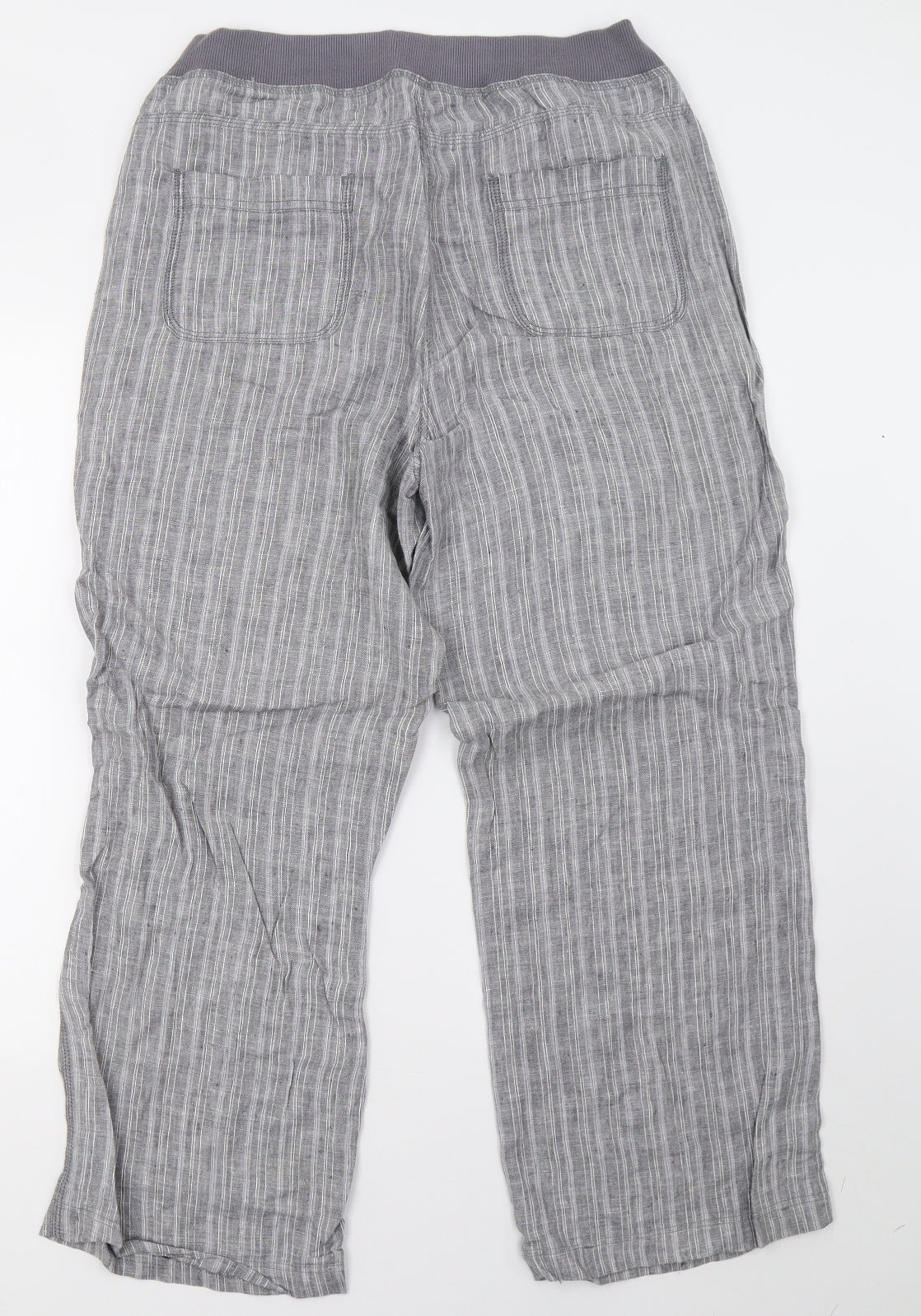 Marks and Spencer Womens Grey Striped  Trousers  Size 14 L30 in