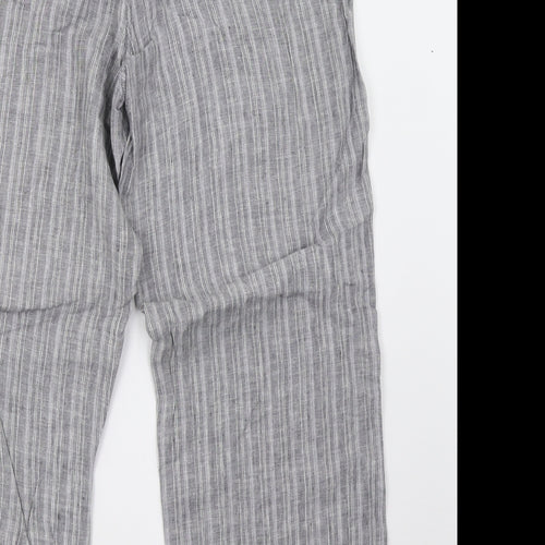 Marks and Spencer Womens Grey Striped  Trousers  Size 14 L30 in