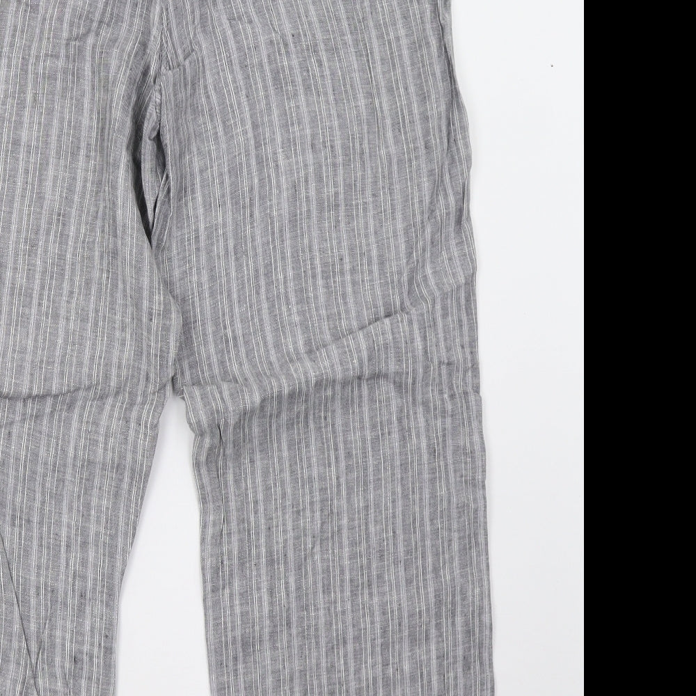 Marks and Spencer Womens Grey Striped  Trousers  Size 14 L30 in