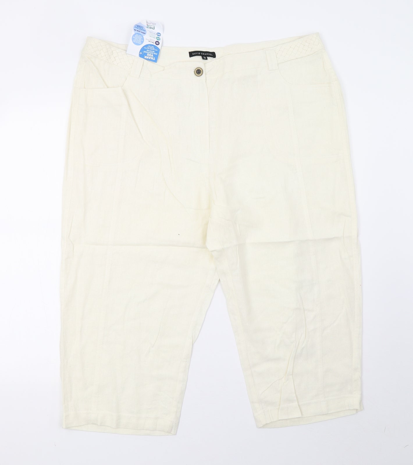 david emanuel Womens White   Cropped Trousers Size 20 L21 in