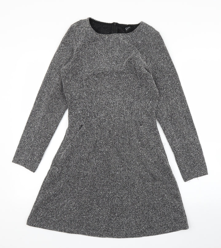 H&M Womens Grey Herringbone  A-Line  Size 10