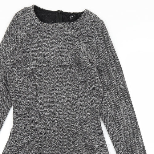 H&M Womens Grey Herringbone  A-Line  Size 10