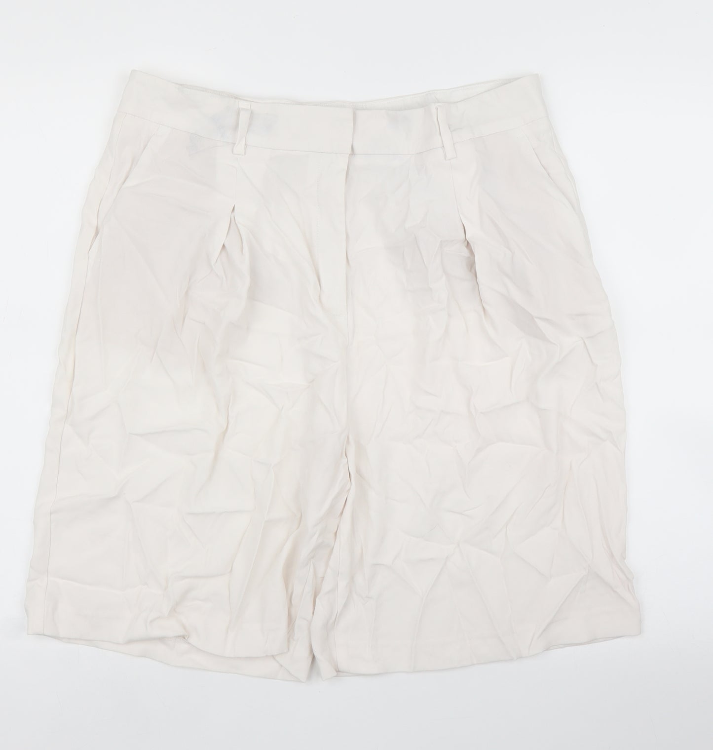 M&S Womens White   Paperbag Shorts Size 16