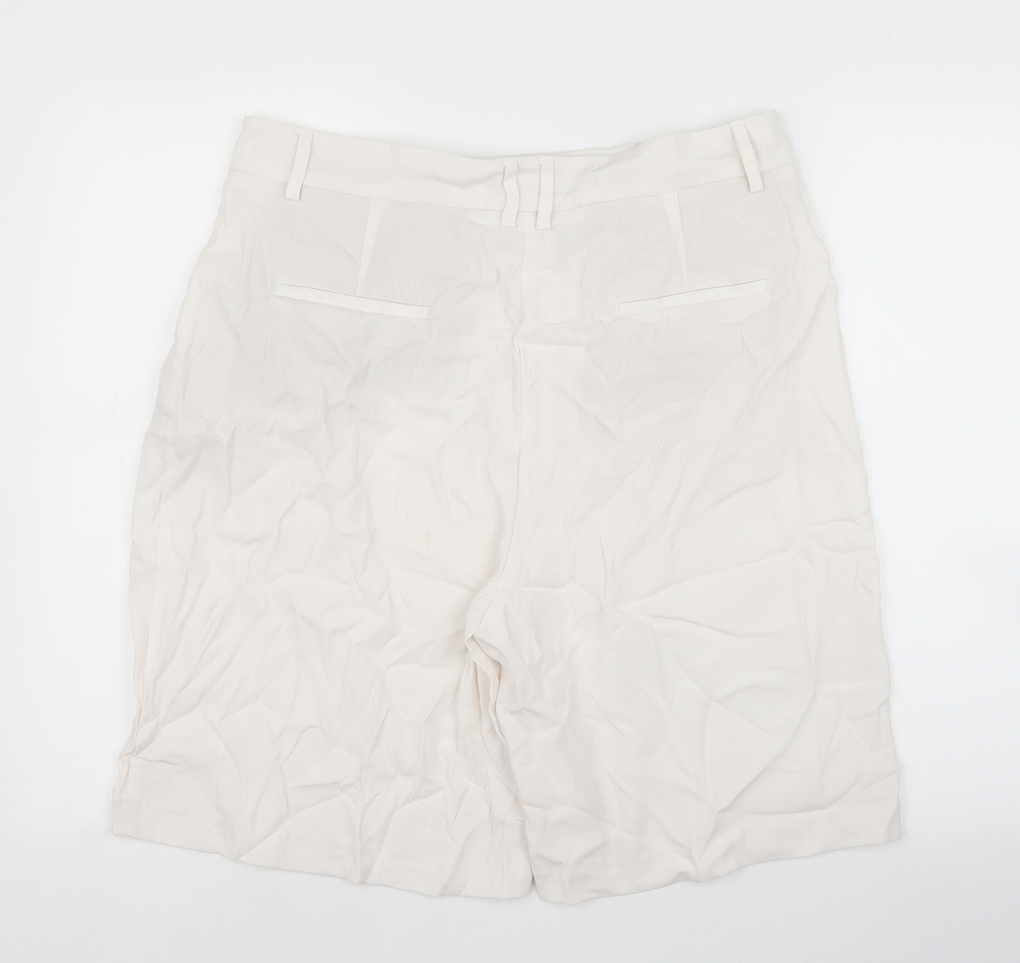 M&S Womens White   Paperbag Shorts Size 16