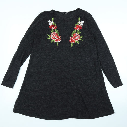 Select Womens Grey Floral  Tunic Blouse Size 10