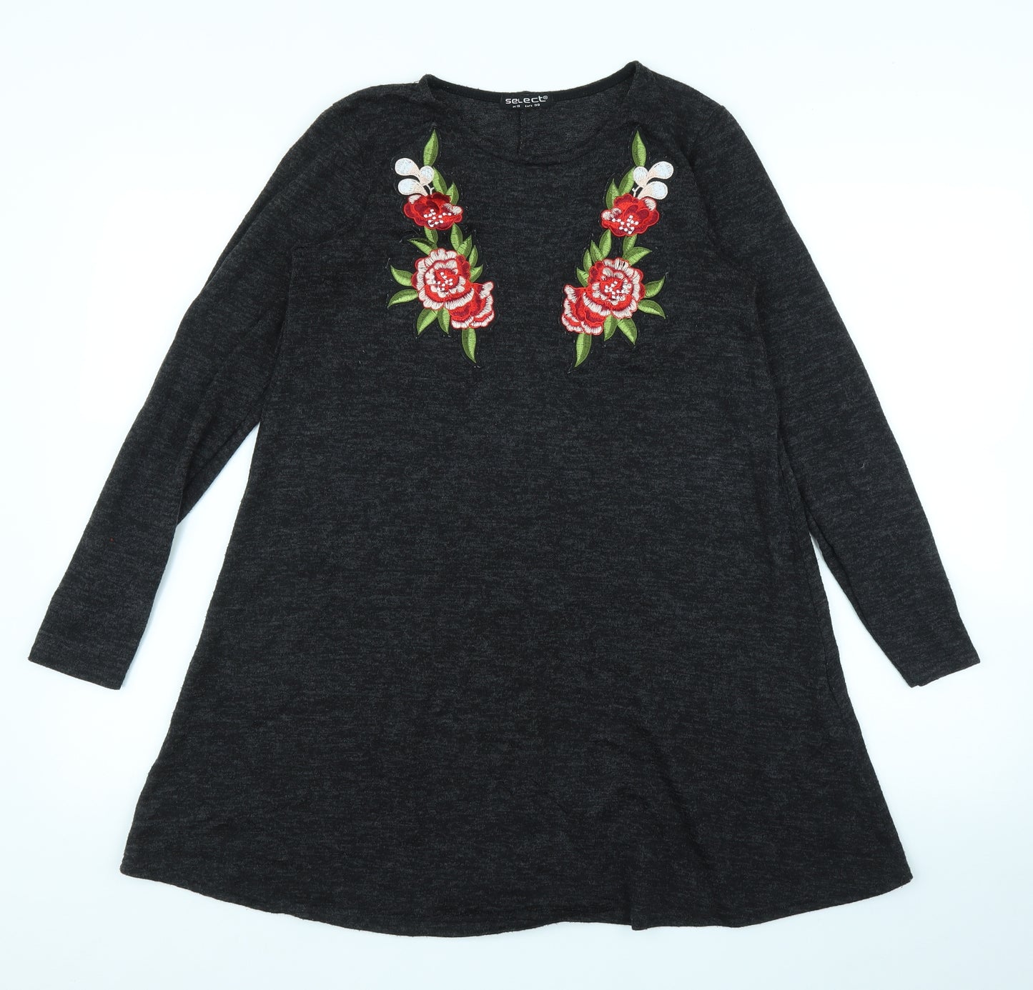 Select Womens Grey Floral  Tunic Blouse Size 10