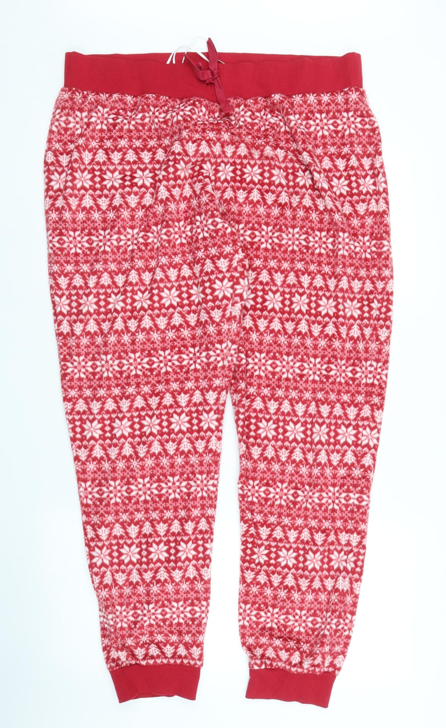 M&S Womens Red Fair Isle  Capri Pyjama Pants Size 18