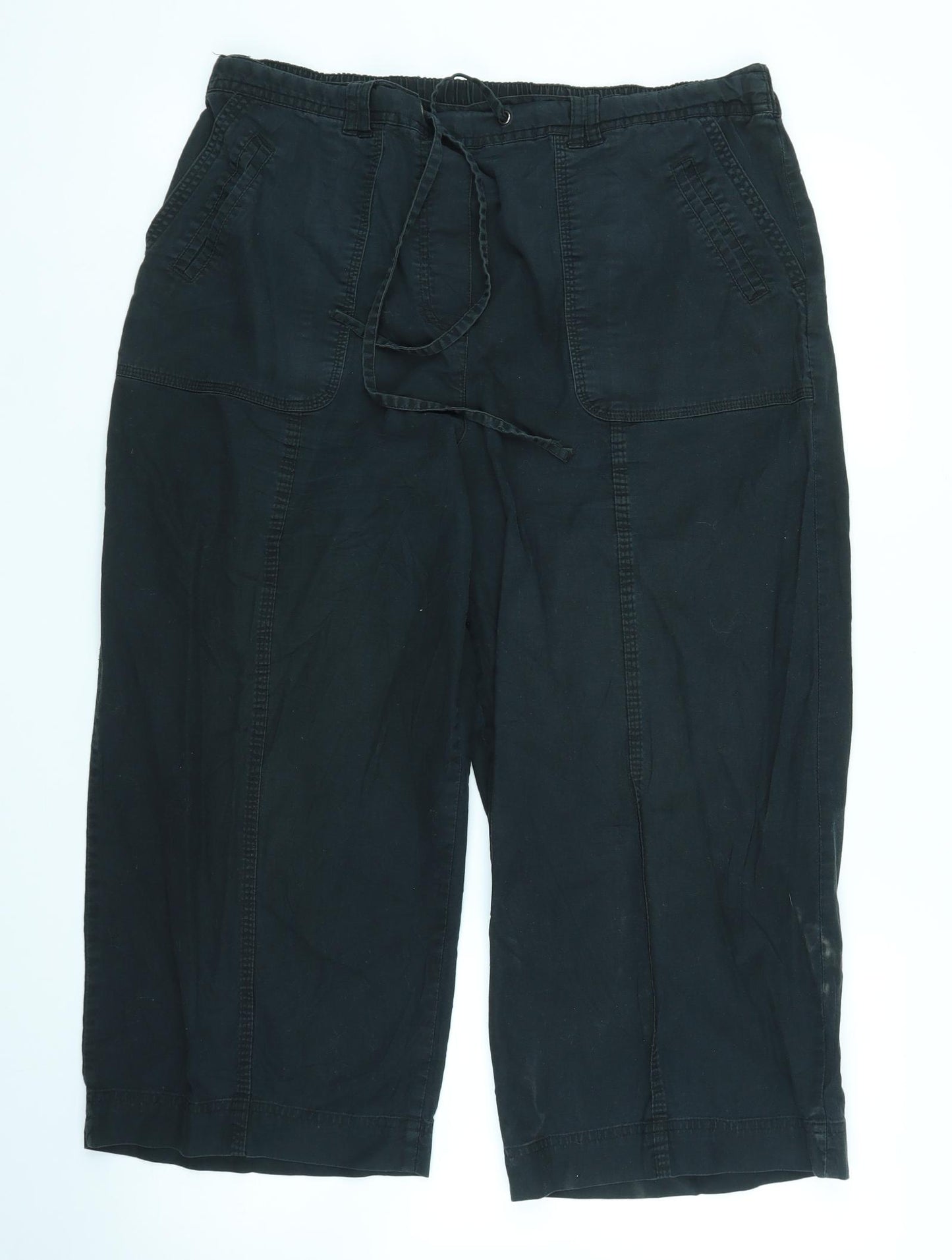 BHS Womens Black   Capri Trousers Size 16 L20 in