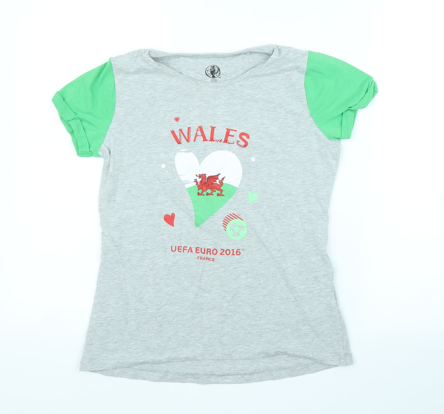 Euro2016 Girls Grey   Basic T-Shirt Size 10-11 Years