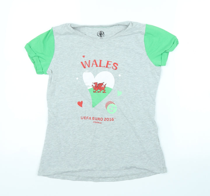 Euro2016 Girls Grey   Basic T-Shirt Size 10-11 Years