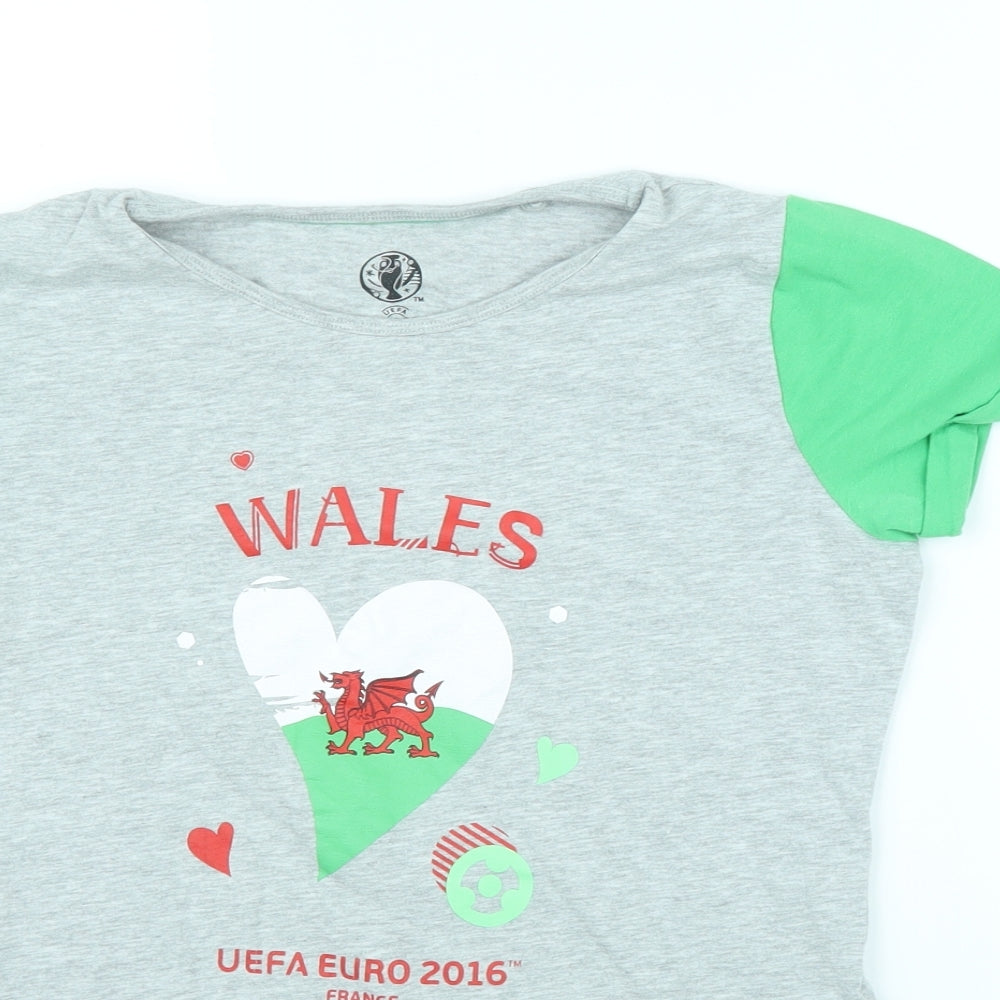 Euro2016 Girls Grey   Basic T-Shirt Size 10-11 Years