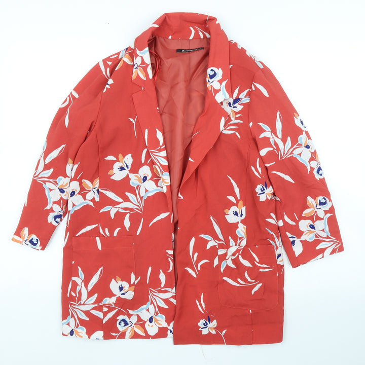 Bonmarché Womens Red Floral Jacket Blazer Size 10