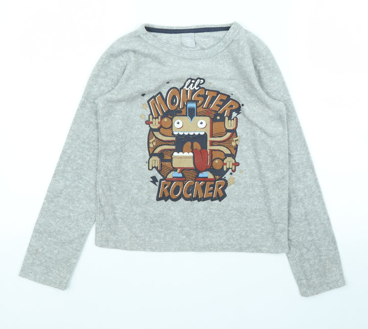 Sleep Wear Boys Grey Fleece Pullover Jumper Size 5 Years - PJ top