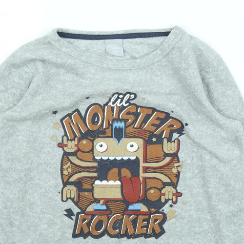 Sleep Wear Boys Grey  Fleece Pullover Jumper Size 5 Years  - PJ top