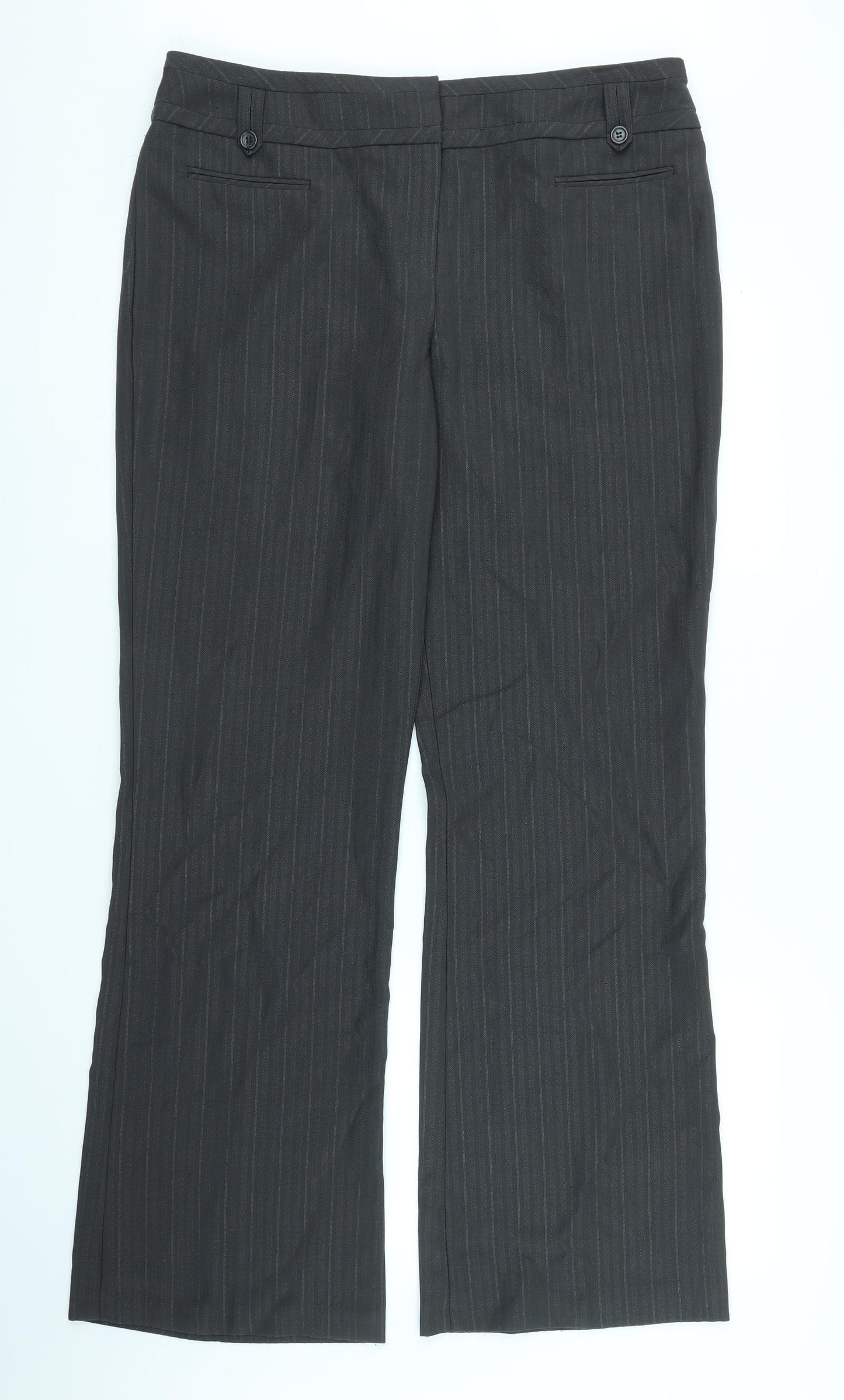 TU Womens Grey Striped  Trousers  Size 14 L30 in