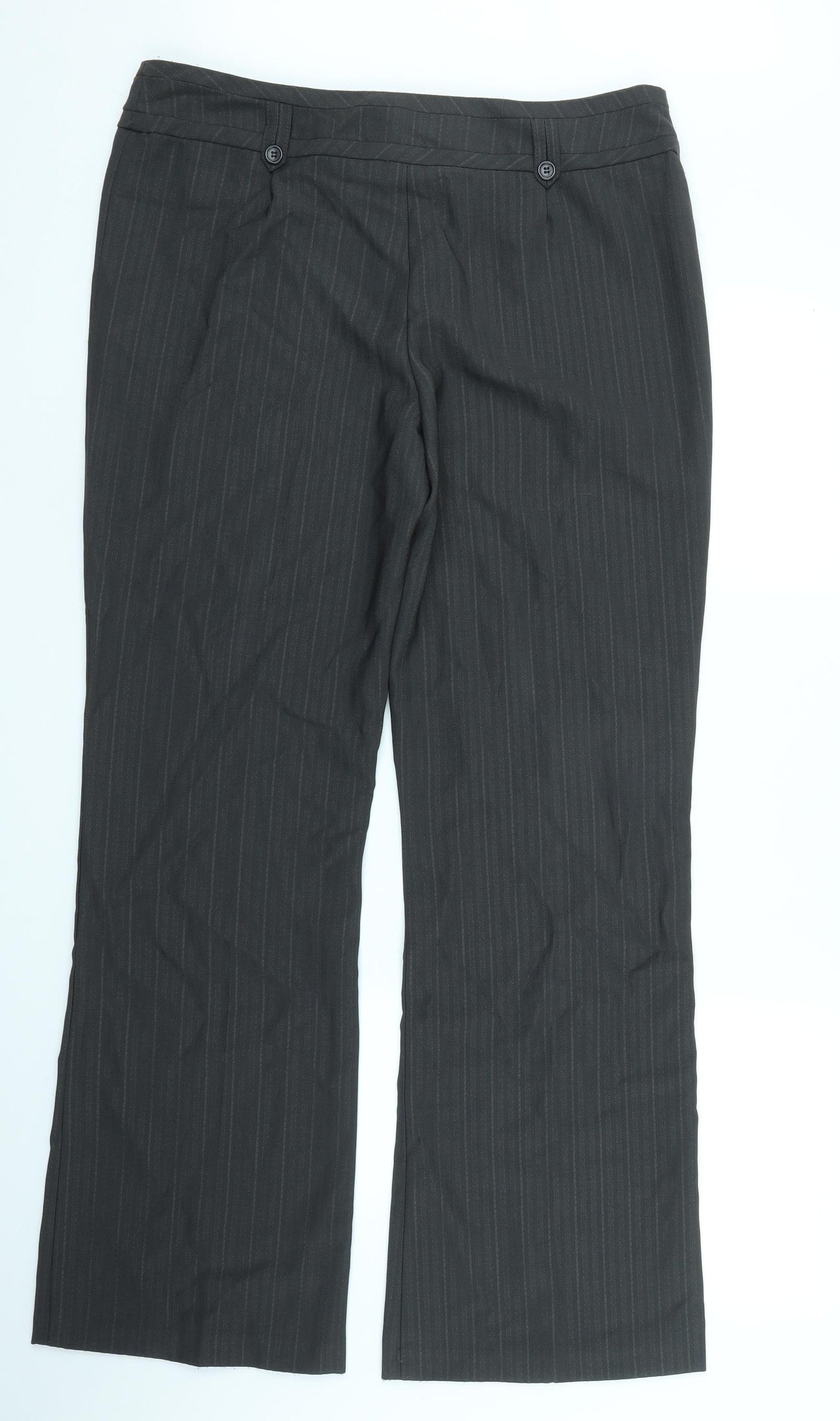 TU Womens Grey Striped  Trousers  Size 14 L30 in