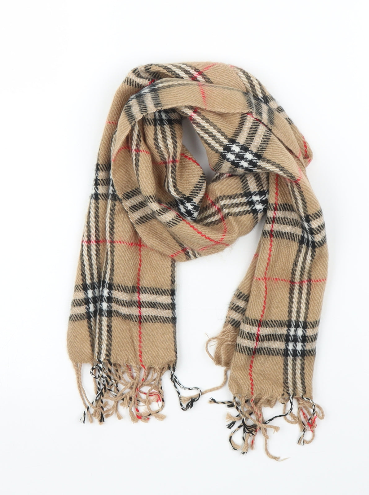 Preworn Mens Brown Plaid  Scarf  One Size