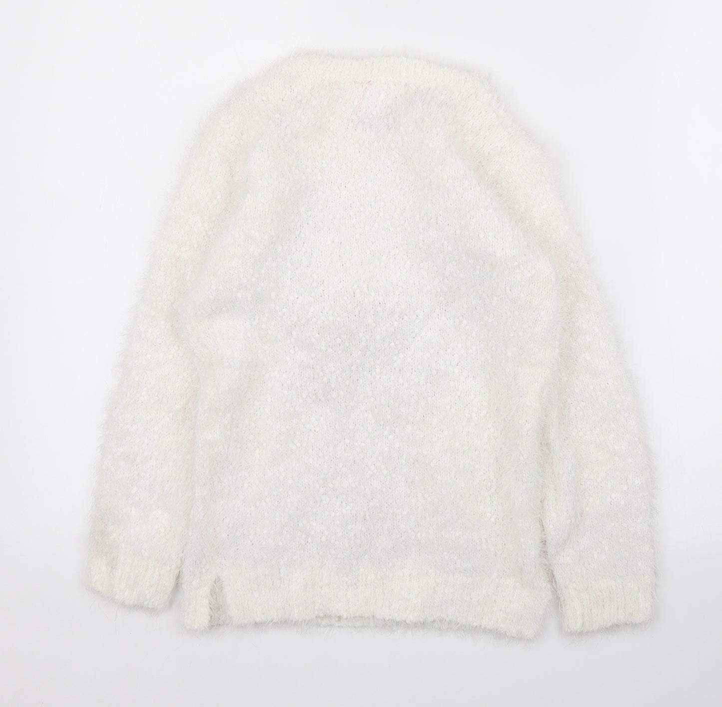 TU Girls White  Rayon Pullover Jumper Size 9 Years  - Christmas