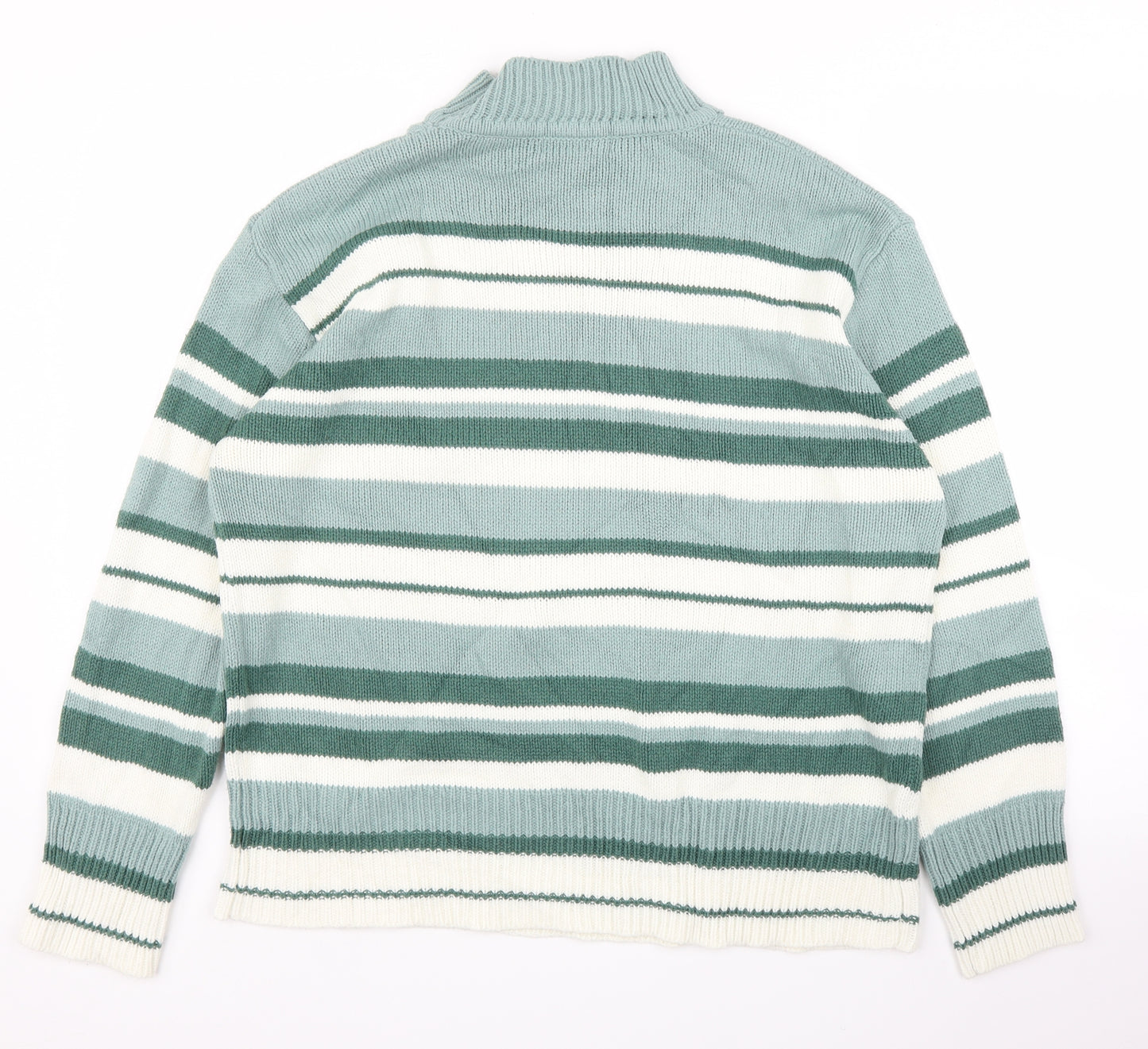 Bonmarché Mens Green Striped  Pullover Jumper Size XL