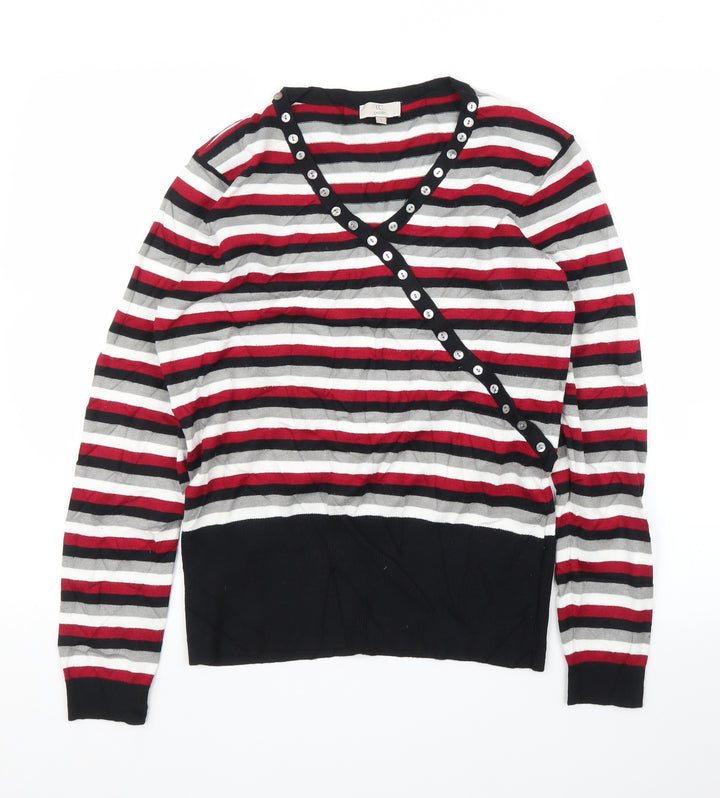 CC Womens Red Striped  Pullover Jumper Size S