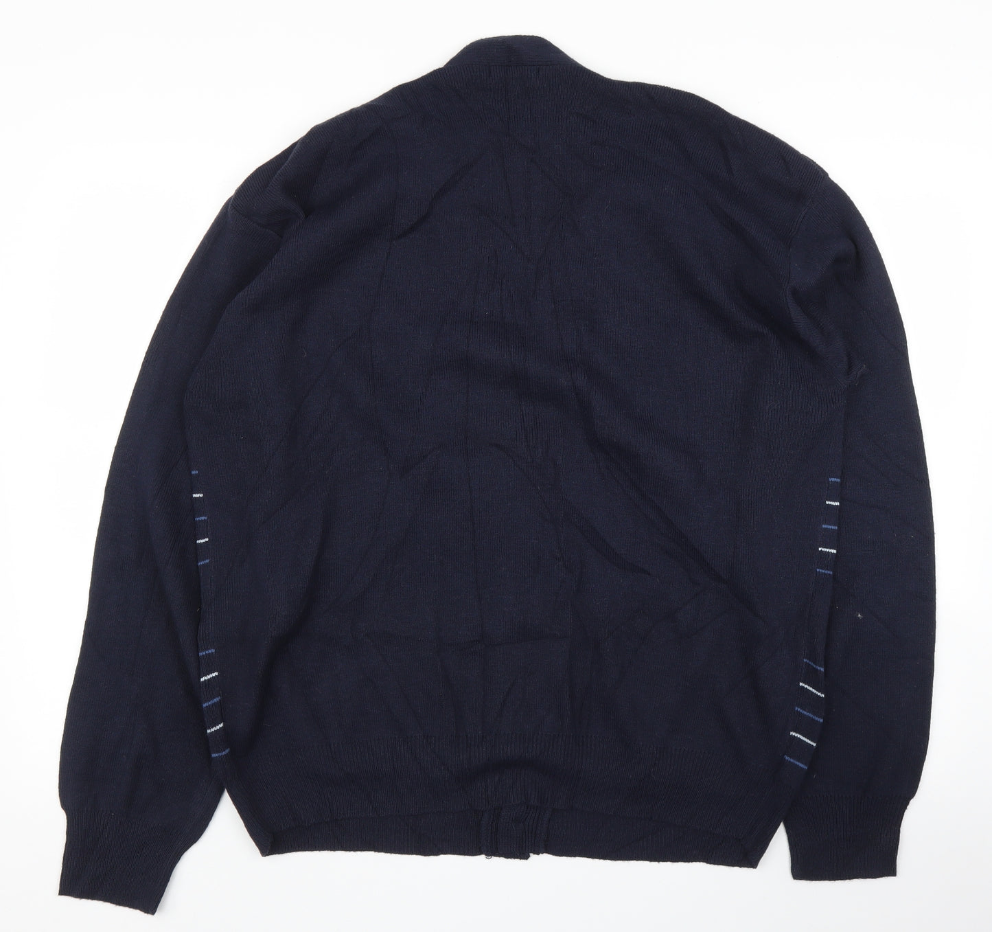 Jason Jones Mens Blue Check  Cardigan Jumper Size L