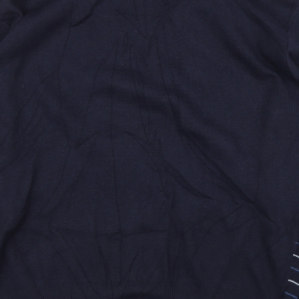 Jason Jones Mens Blue Check  Cardigan Jumper Size L