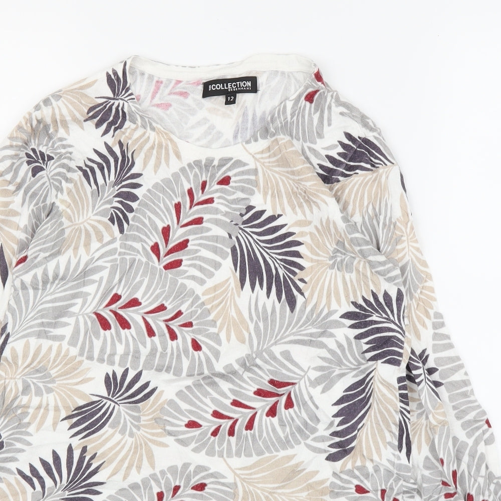 Debenhams Womens Beige Floral  Basic T-Shirt Size 12