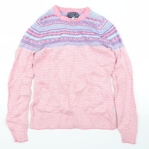 Joules Womens Pink Fair Isle  Pullover Jumper Size 8