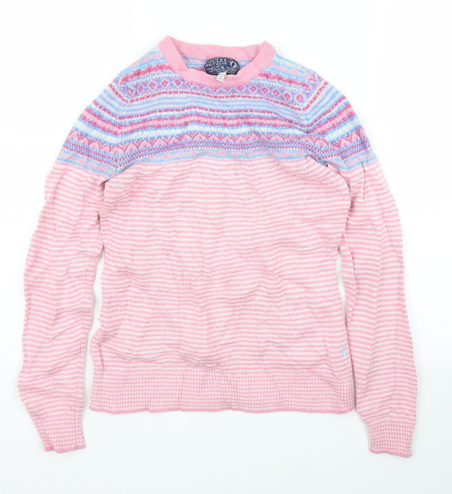 Joules Womens Pink Fair Isle  Pullover Jumper Size 8