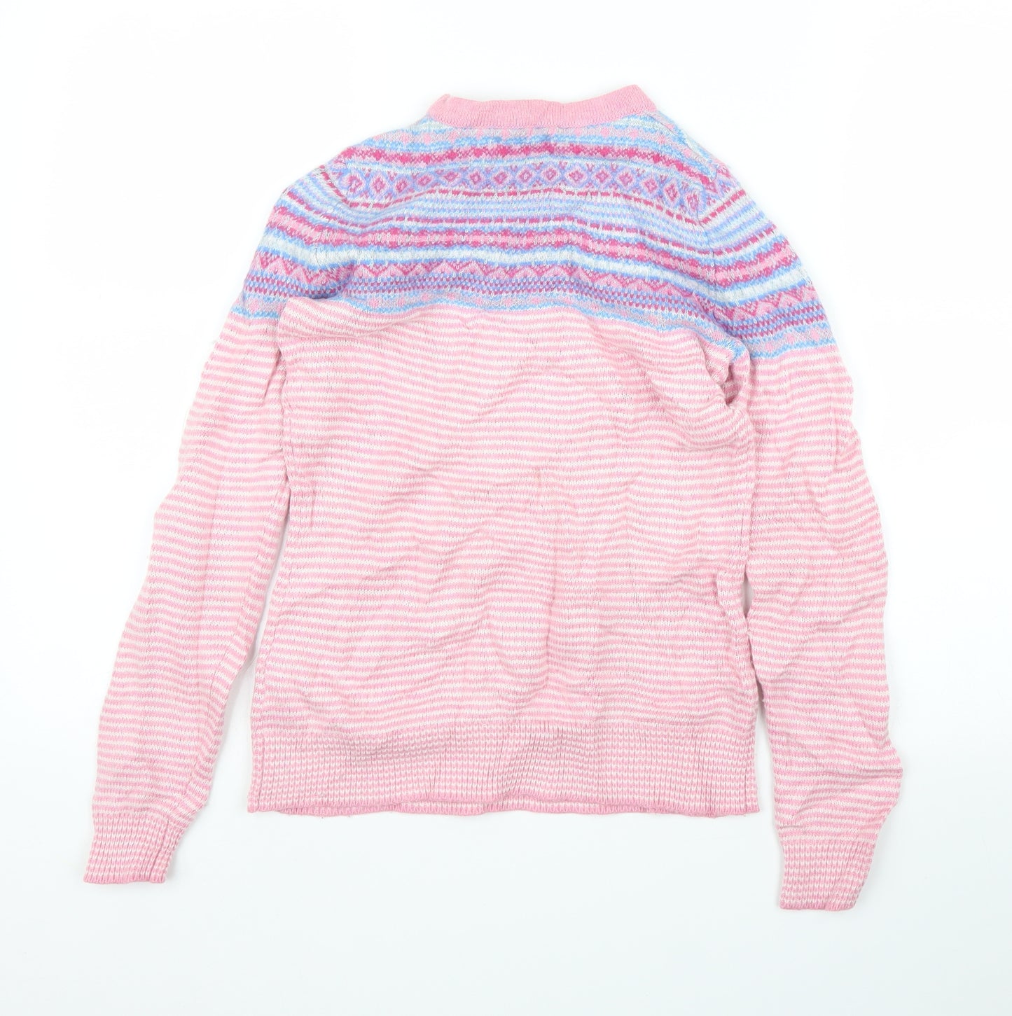 Joules Womens Pink Fair Isle  Pullover Jumper Size 8