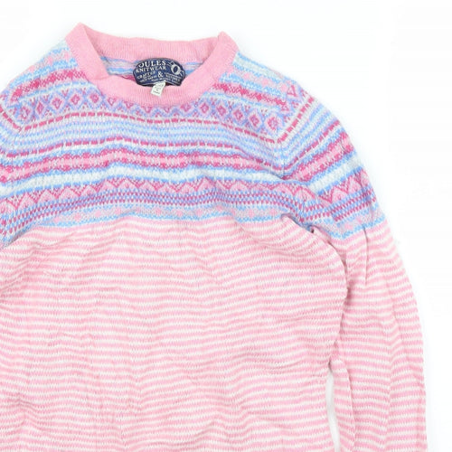 Joules Womens Pink Fair Isle  Pullover Jumper Size 8