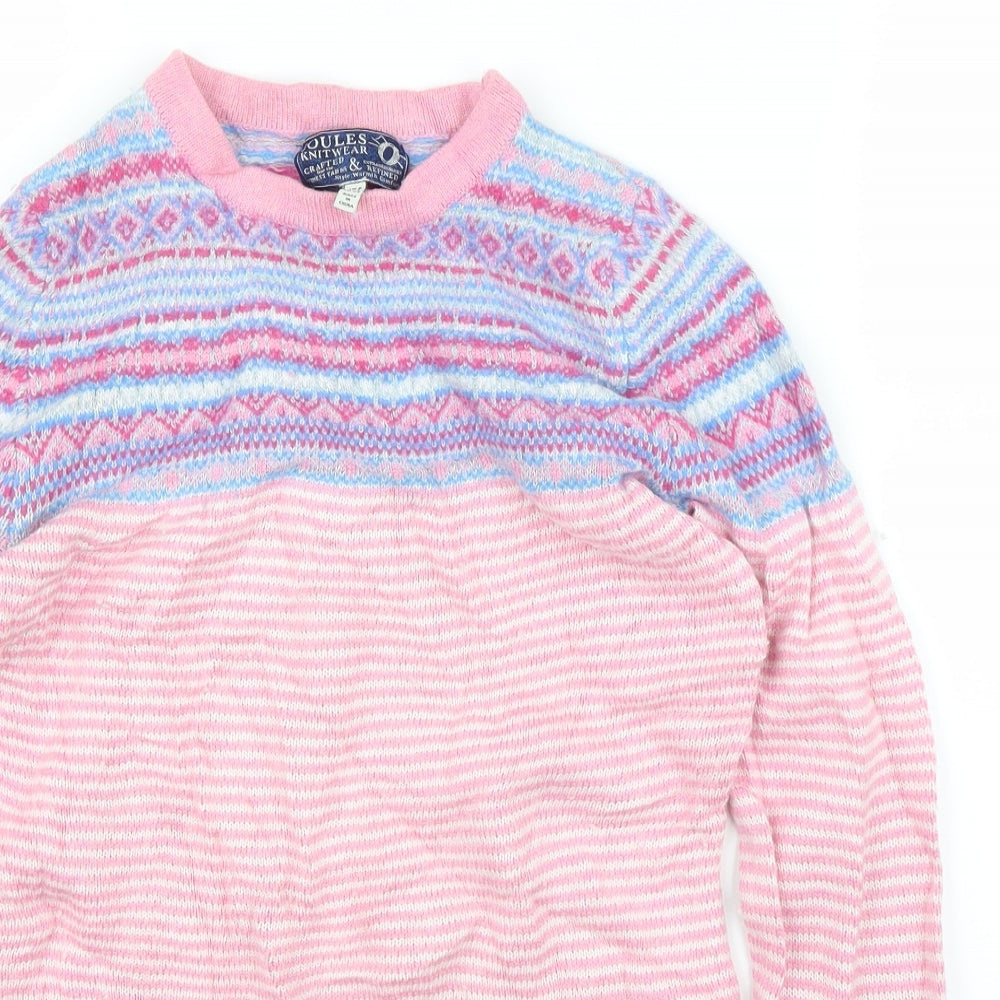 Joules Womens Pink Fair Isle  Pullover Jumper Size 8