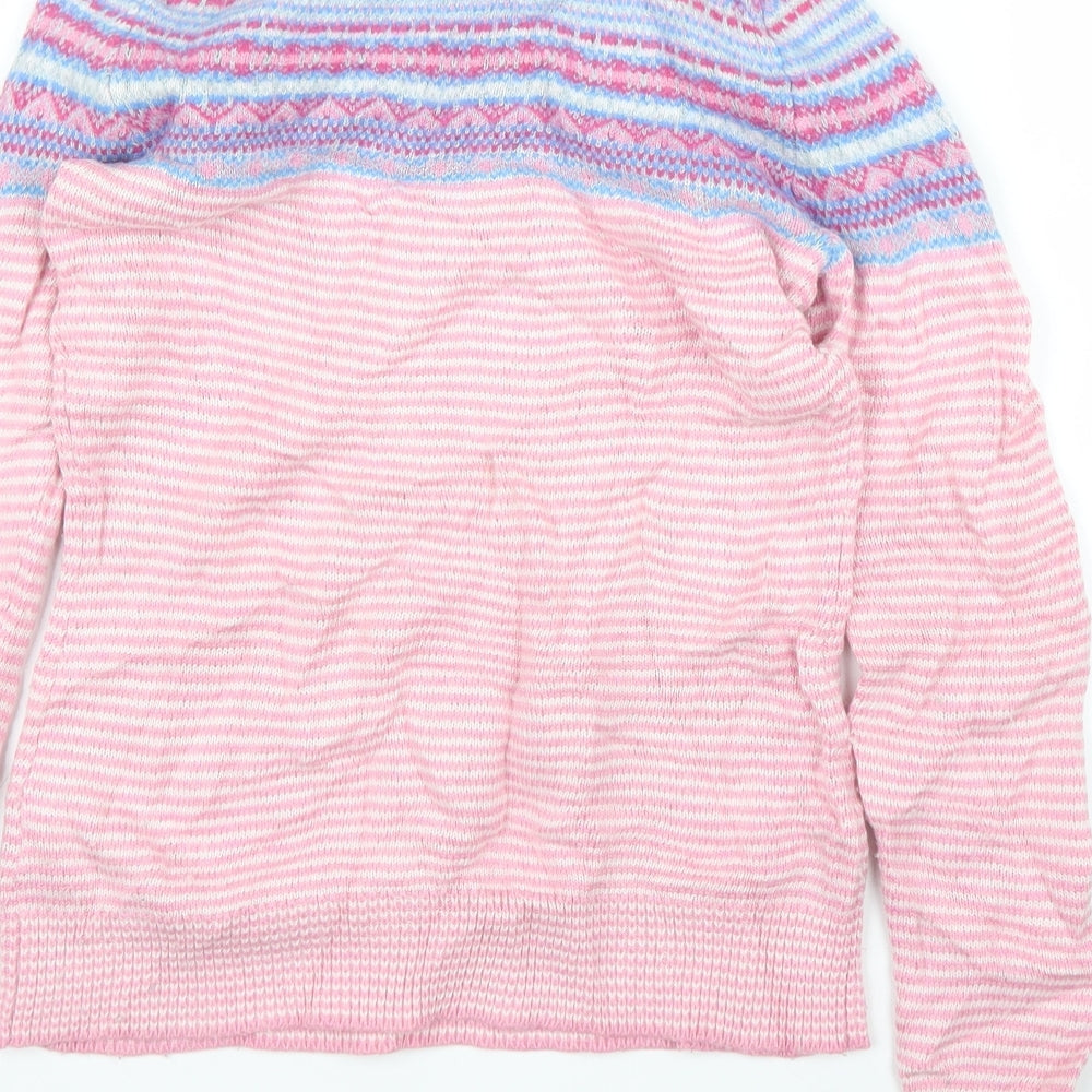Joules Womens Pink Fair Isle  Pullover Jumper Size 8