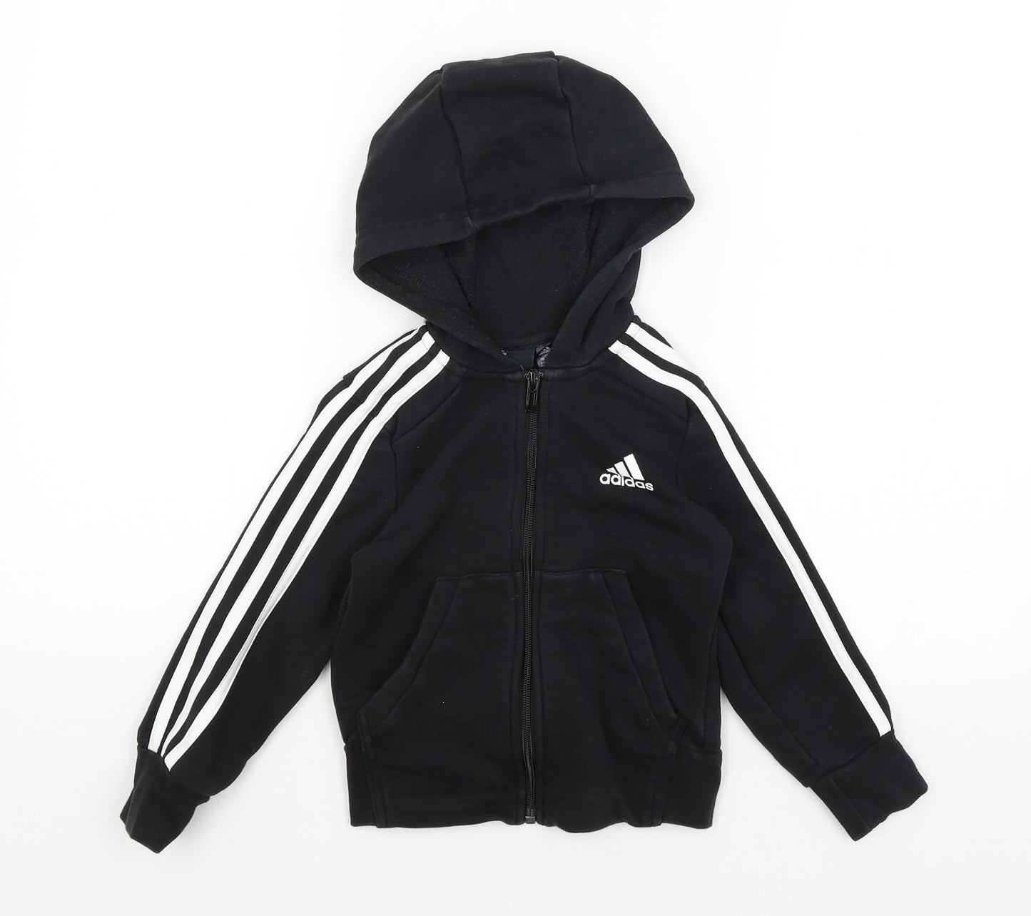 adidas Boys Black   Full Zip Hoodie Size 5-6 Years