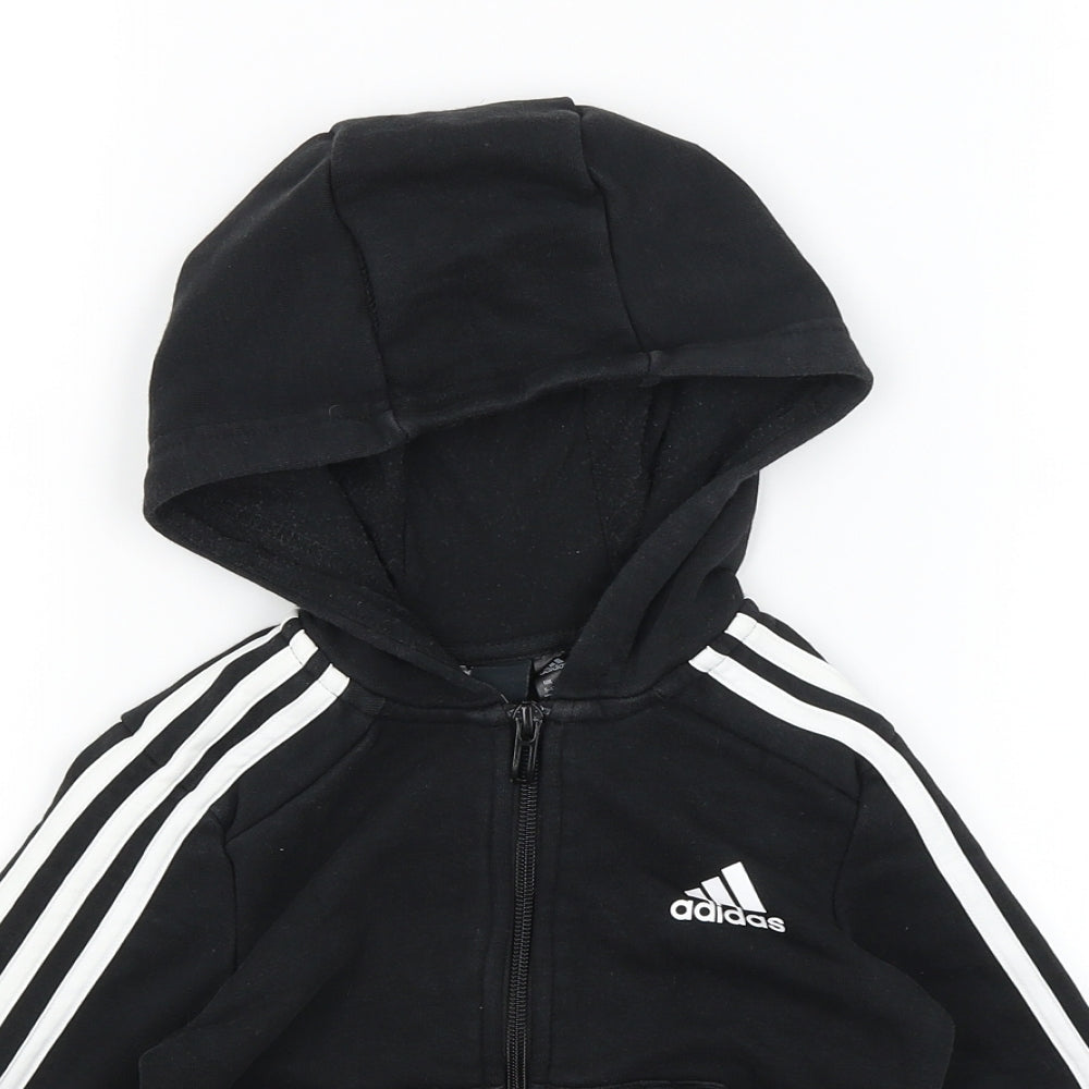adidas Boys Black   Full Zip Hoodie Size 5-6 Years