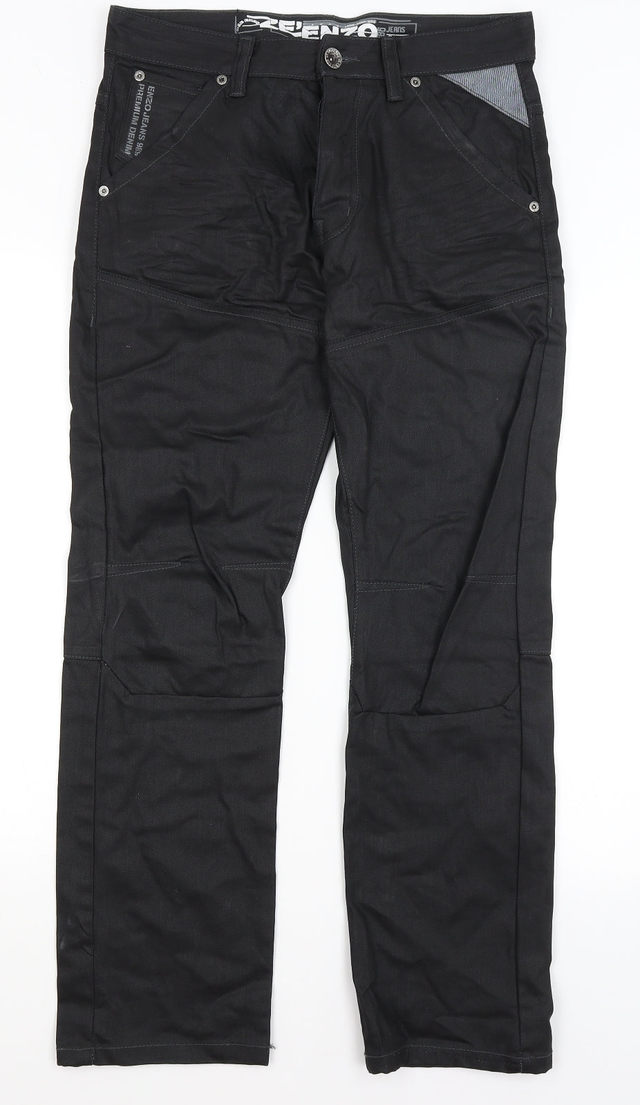 Enzo Jeans Mens Black   Straight Jeans Size 30 in L31 in