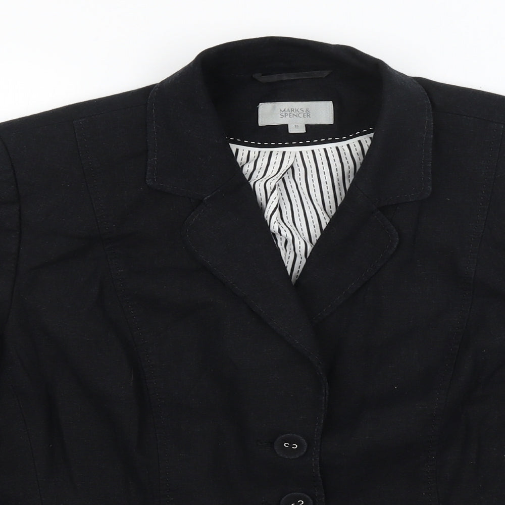 M&S Womens Black   Jacket Blazer Size 16