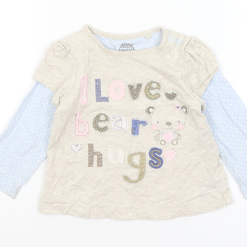 TU Baby Beige   Basic T-Shirt Size 12-18 Months  - I Love Bear Hugs