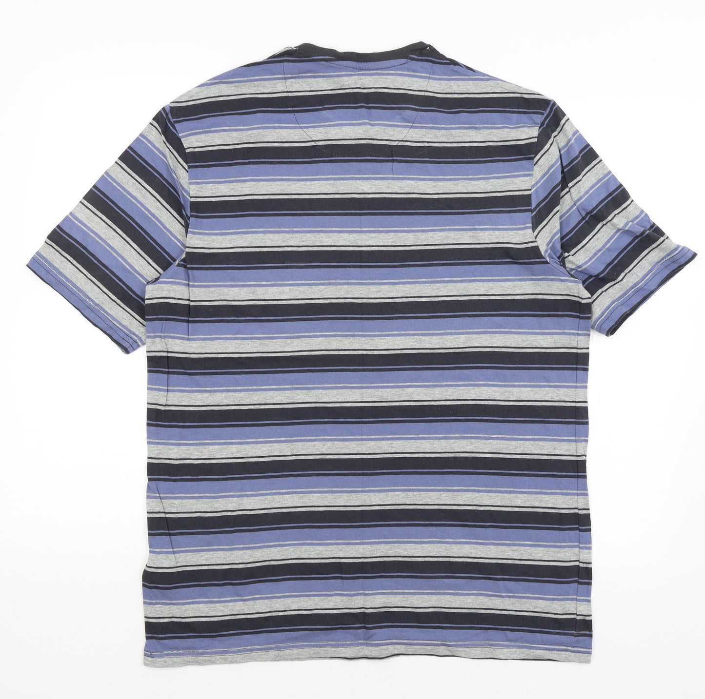 M&S Mens Blue Striped   T-Shirt Size M