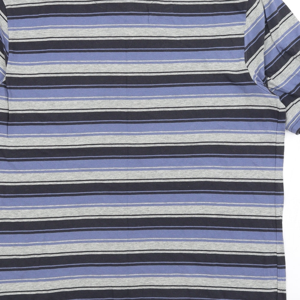 M&S Mens Blue Striped   T-Shirt Size M