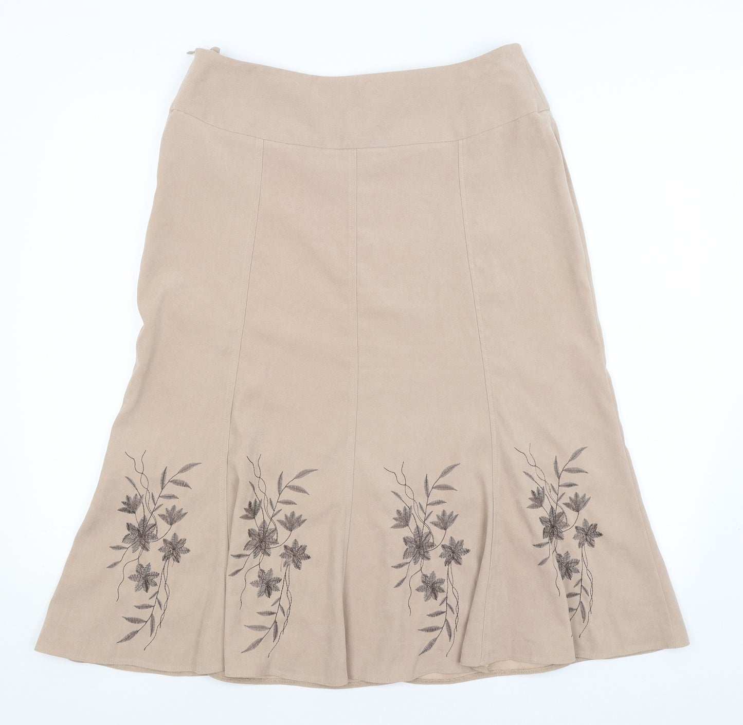 Bonmarche Womens Beige Floral  A-Line Skirt Size 14